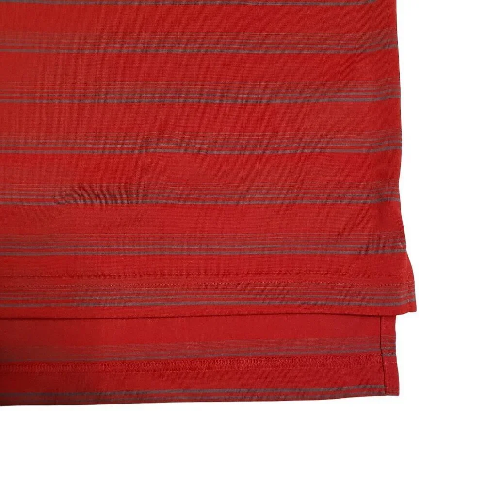 Adidas Golf Polo Shirt Climalite Short Sleeve Red Gray Stripes‎ Mens Size Large